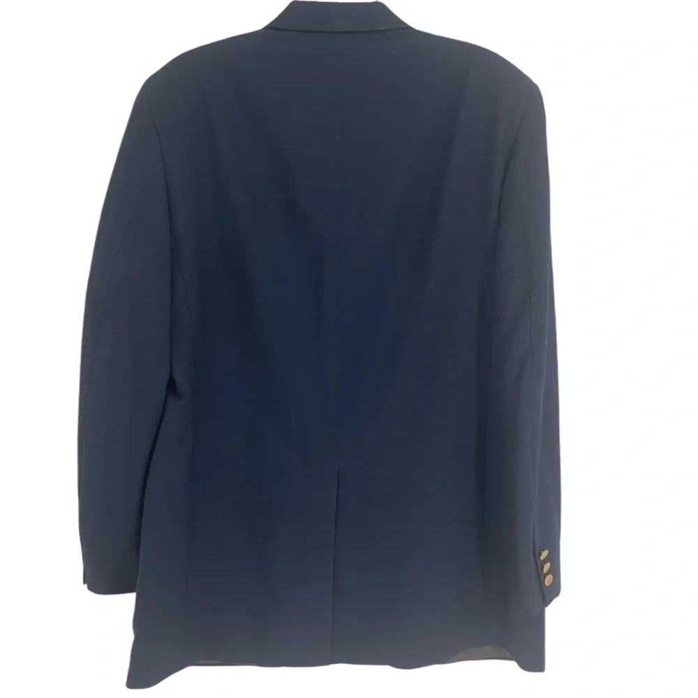 Brooks Brothers 346 Blazer Men Size 43L Navy Blue Worsted Wool Gold Buttons